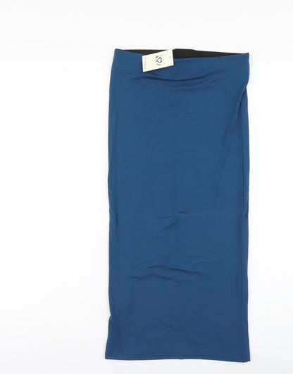 Miss Selfridge Womens Blue Viscose Straight & Pencil Skirt Size 6 Button