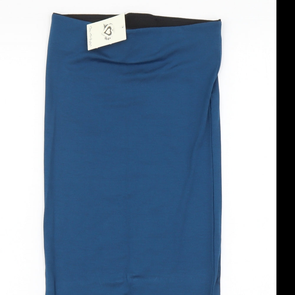 Miss Selfridge Womens Blue Viscose Straight & Pencil Skirt Size 6 Button