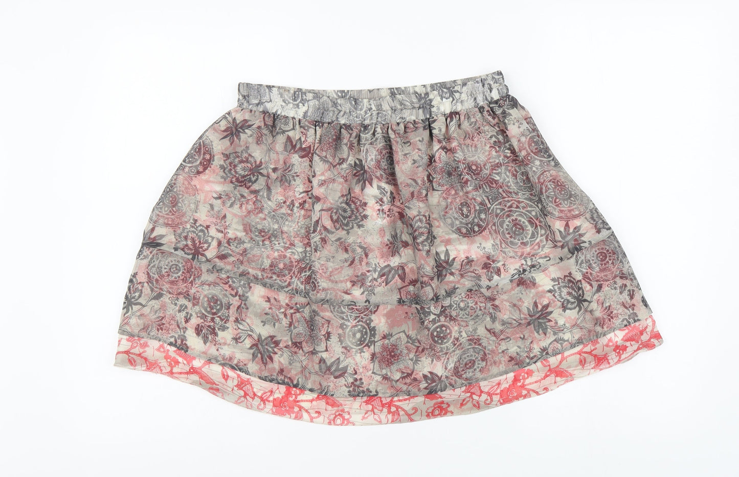 Marks and Spencer Womens Multicoloured Floral Polyester Skater Skirt Size 12 Button