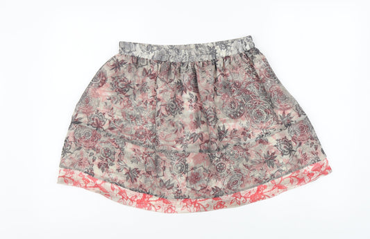 Marks and Spencer Womens Multicoloured Floral Polyester Skater Skirt Size 12 Button