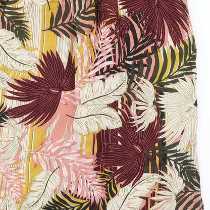 Papaya Womens Multicoloured Floral Linen A-Line Skirt Size XS Button