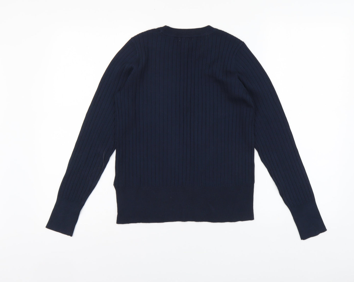 H&M Womens Blue Round Neck Viscose Pullover Jumper Size S