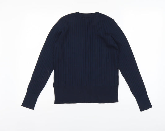 H&M Womens Blue Round Neck Viscose Pullover Jumper Size S
