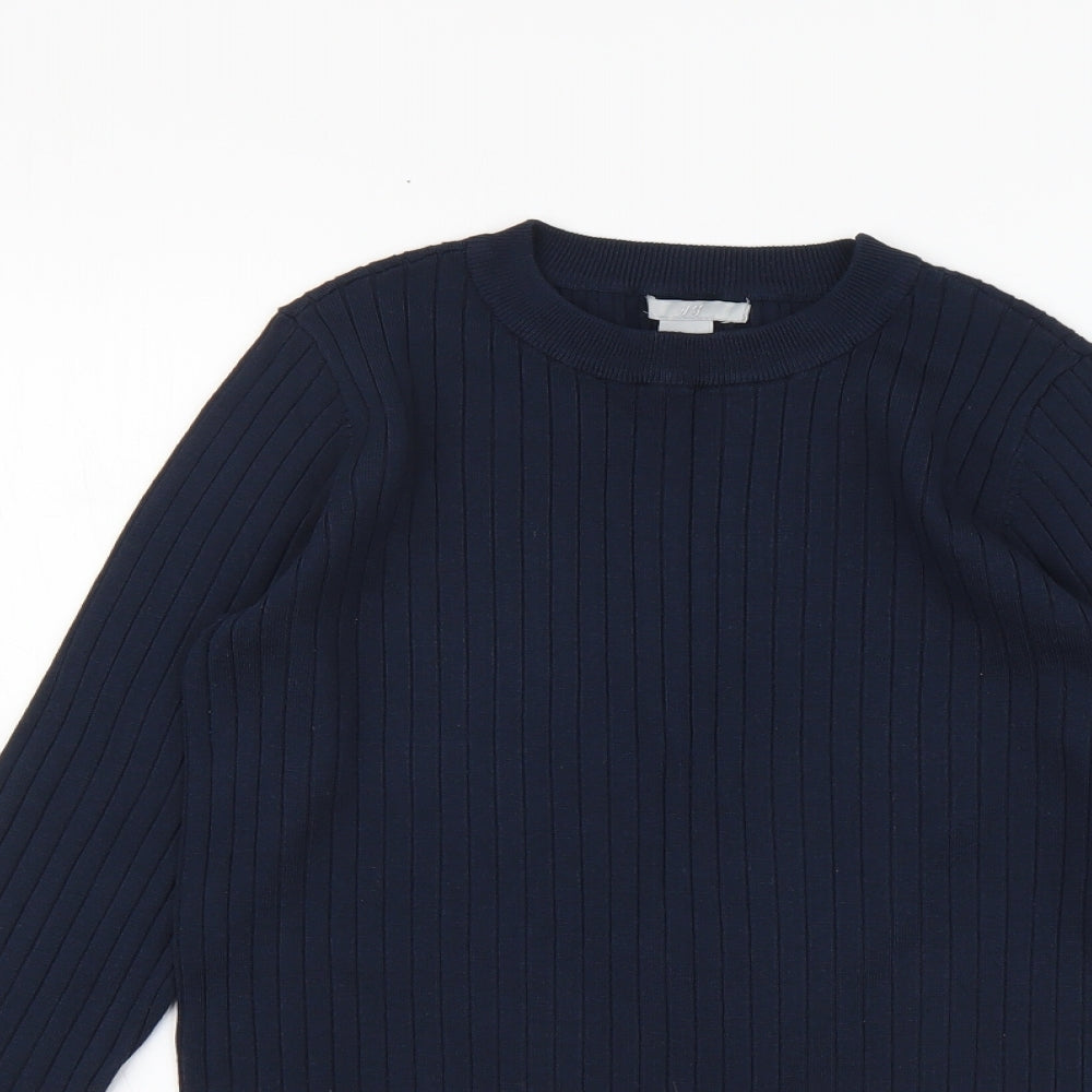 H&M Womens Blue Round Neck Viscose Pullover Jumper Size S