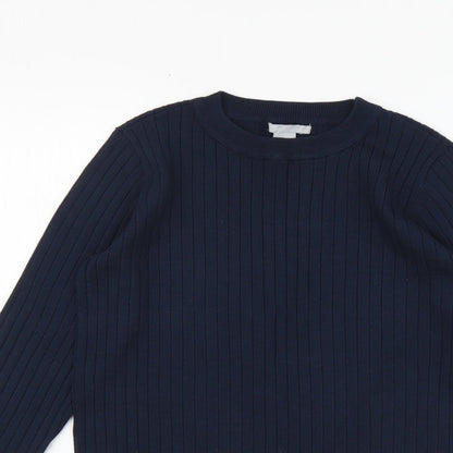 H&M Womens Blue Round Neck Viscose Pullover Jumper Size S
