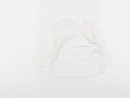 George Girls White Polka Dot Cotton Basic T-Shirt Size 9-12 Months Round Neck Button