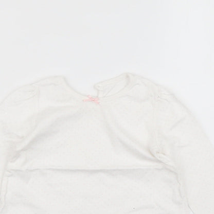 George Girls White Polka Dot Cotton Basic T-Shirt Size 9-12 Months Round Neck Button