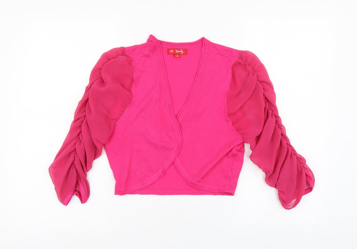 K Derhy Womens Pink V-Neck Viscose Shrug Jumper Size M