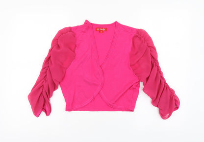 K Derhy Womens Pink V-Neck Viscose Shrug Jumper Size M