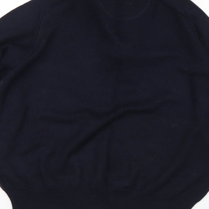 Marnasita Boys Blue High Neck Striped Acrylic Henley Jumper Size 12-13 Years Pullover