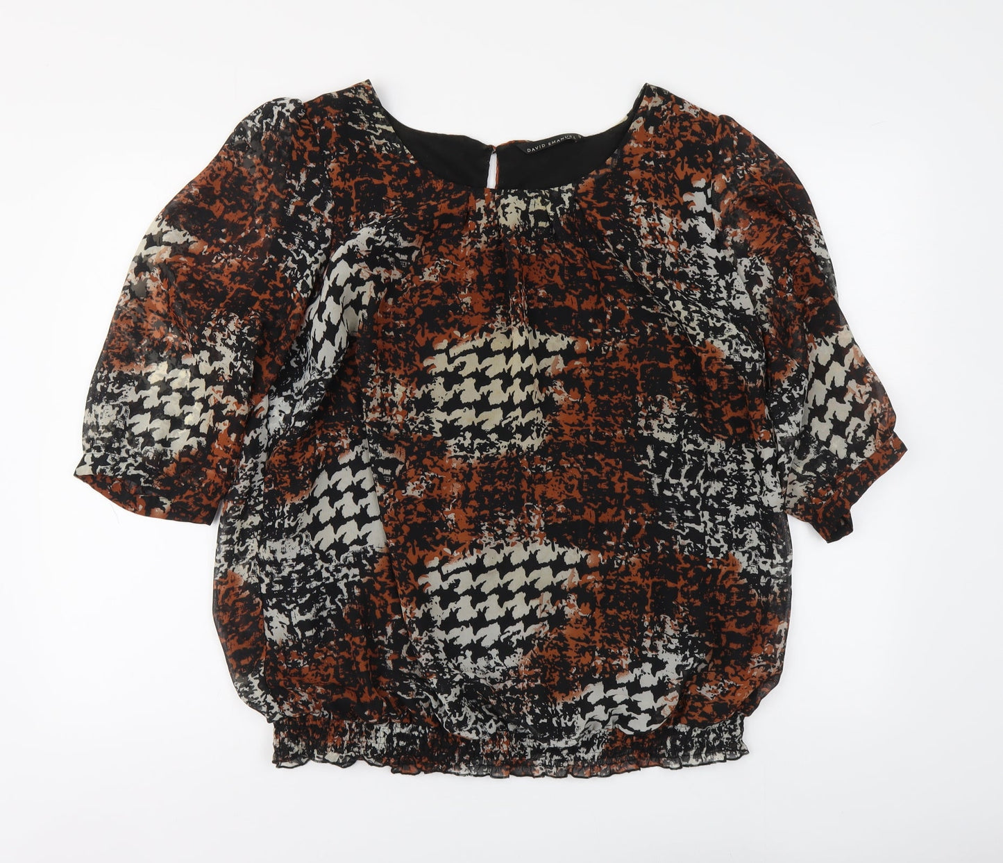 Womens UK Size 8 David Emanuel Brown Basic Blouse