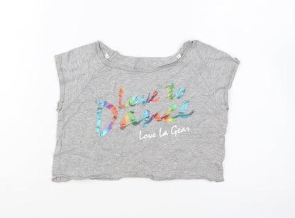 LA Gear Girls Grey Cotton Cropped T-Shirt Size 9-10 Years Round Neck Pullover - Love To Dance