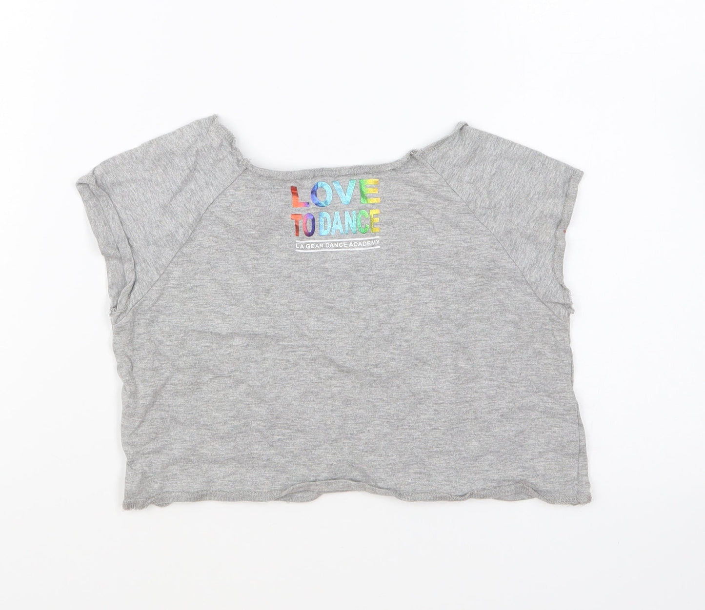 LA Gear Girls Grey Cotton Cropped T-Shirt Size 9-10 Years Round Neck Pullover - Love To Dance