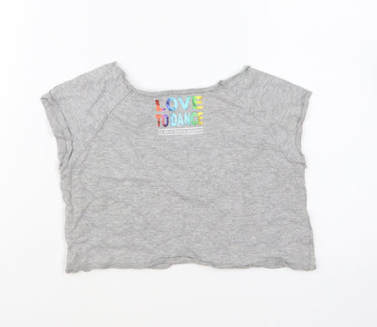 LA Gear Girls Grey Cotton Cropped T-Shirt Size 9-10 Years Round Neck Pullover - Love To Dance