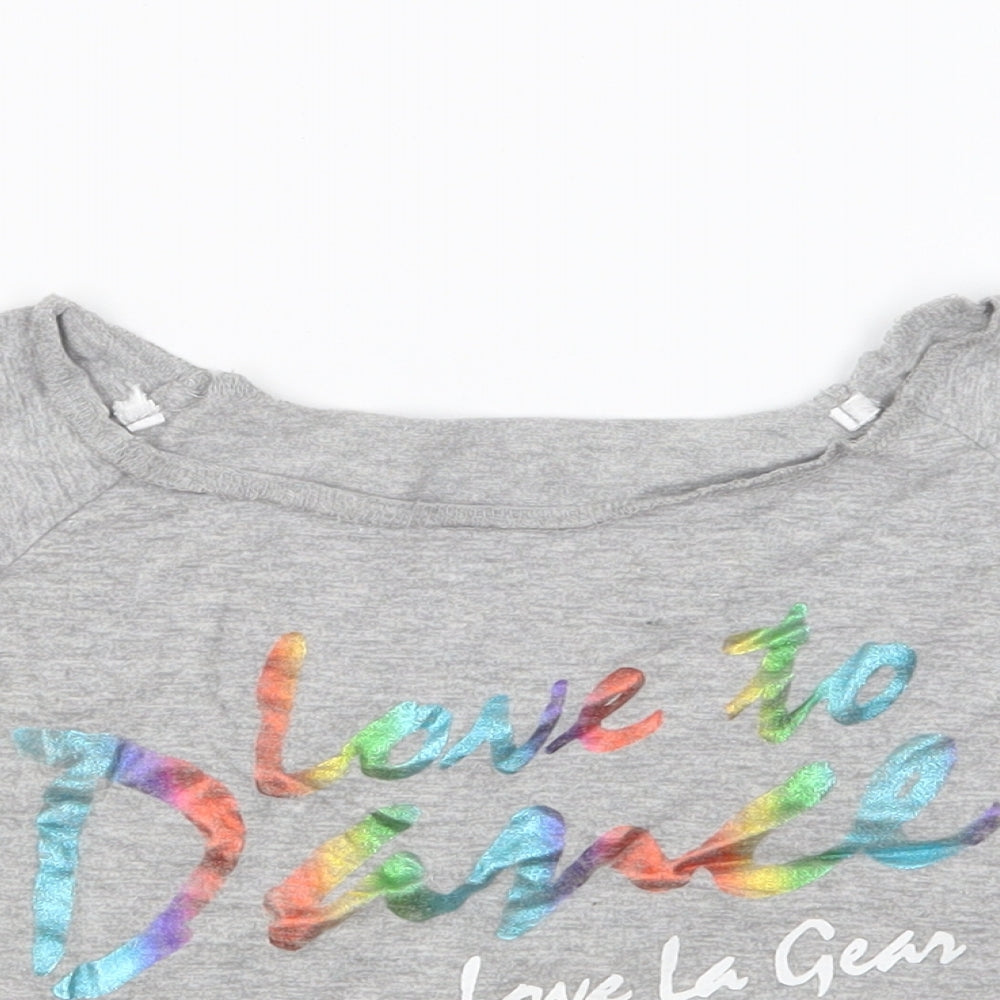 LA Gear Girls Grey Cotton Cropped T-Shirt Size 9-10 Years Round Neck Pullover - Love To Dance