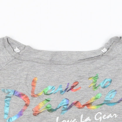 LA Gear Girls Grey Cotton Cropped T-Shirt Size 9-10 Years Round Neck Pullover - Love To Dance