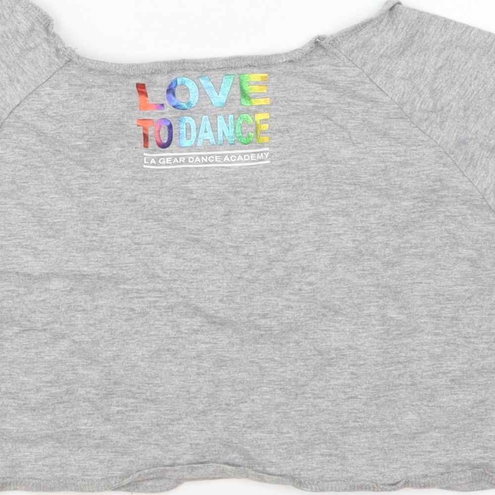 LA Gear Girls Grey Cotton Cropped T-Shirt Size 9-10 Years Round Neck Pullover - Love To Dance