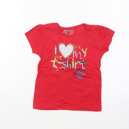 Girl2Girl Girls Red Cotton Basic T-Shirt Size 5-6 Years Round Neck Pullover - I Love My T-Shirt
