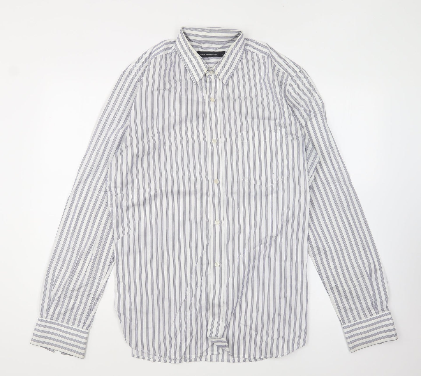 Mens UK Size M French Connection Blue  Button-Up Long Sleeve Casual Shirt