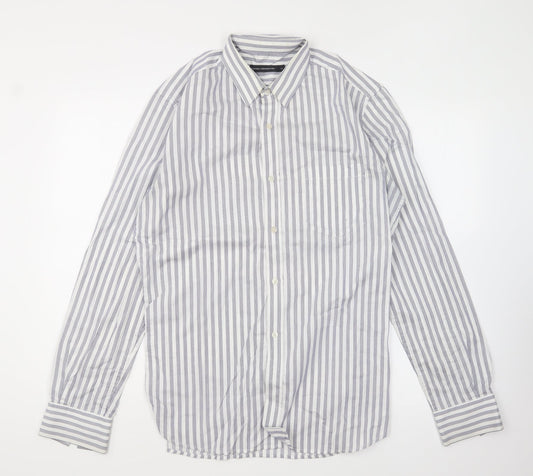 Mens UK Size M French Connection Blue  Button-Up Long Sleeve Casual Shirt