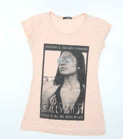 Womens UK Size 12 Quiz Pink Basic T-Shirt