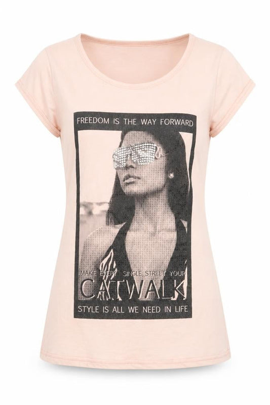 Womens UK Size 12 Quiz Pink Basic T-Shirt