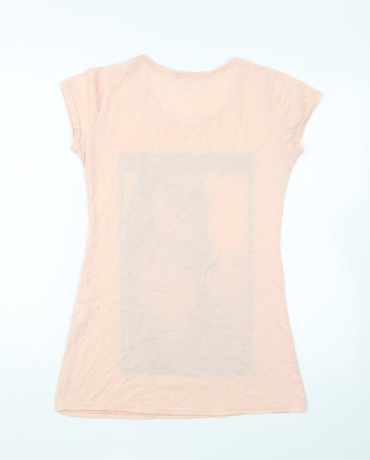Womens UK Size 12 Quiz Pink Basic T-Shirt