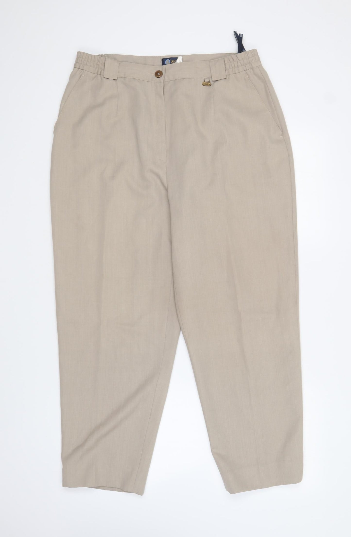 Sixth Sense Womens Beige Polyester Trousers Size 32 in L25 in Regular Button