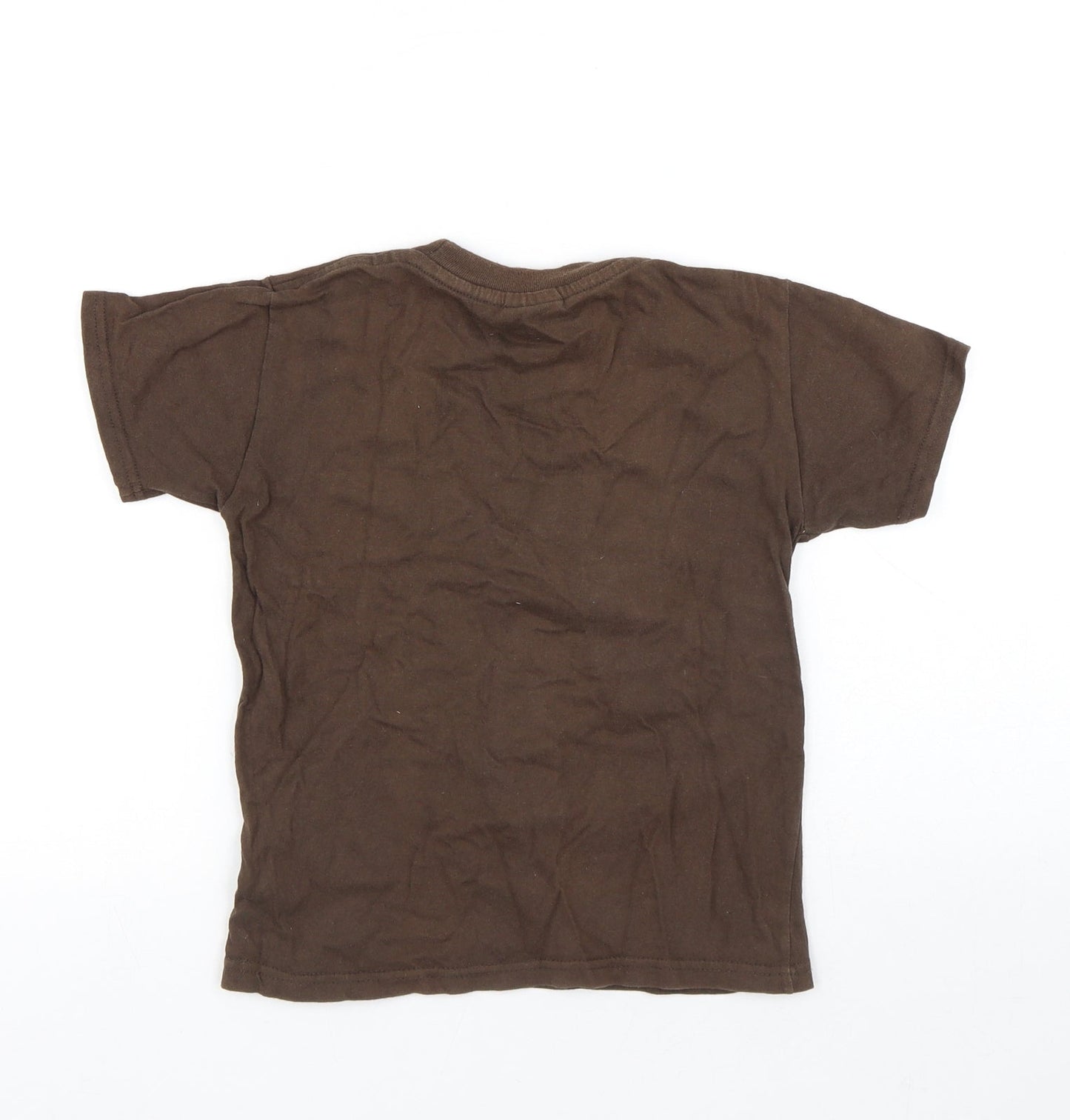 Boss Kangaroo Boys Brown Cotton Jersey T-Shirt Size 6 Years Round Neck Pullover - Crocodile