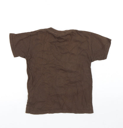 Boss Kangaroo Boys Brown Cotton Jersey T-Shirt Size 6 Years Round Neck Pullover - Crocodile