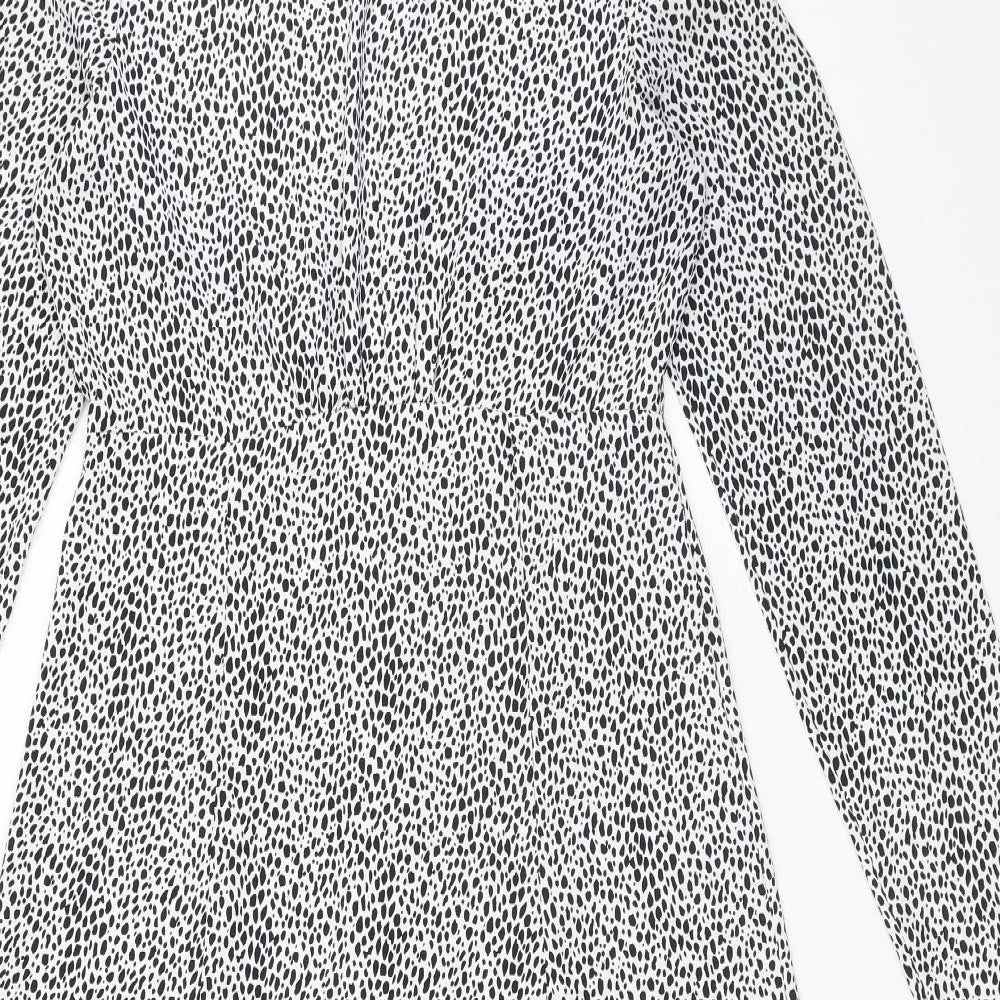 Missguided Womens Multicoloured Animal Print Polyester A-Line Size 8 Round Neck Zip