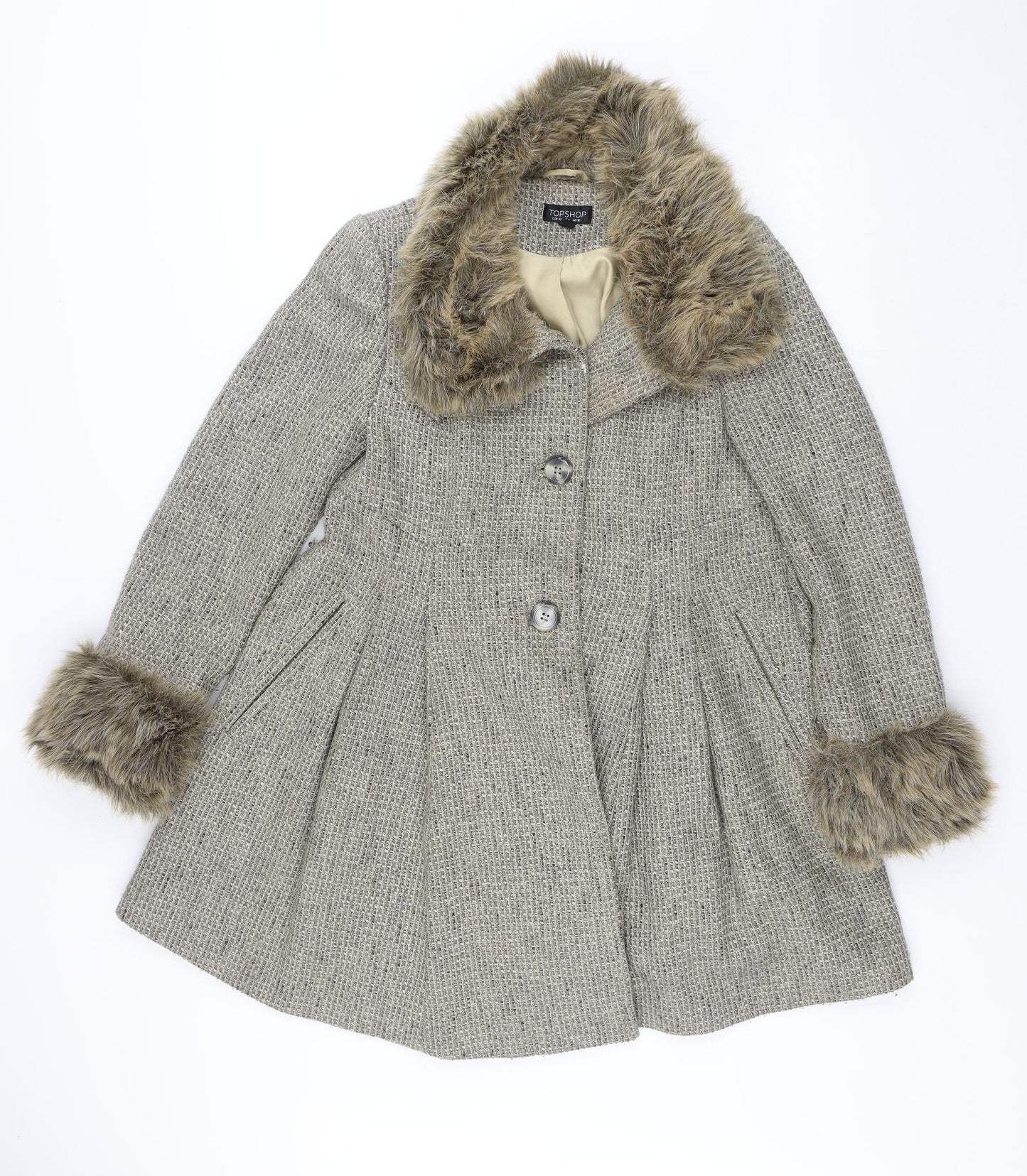 Womens UK Size 10 Topshop Beige Overcoat