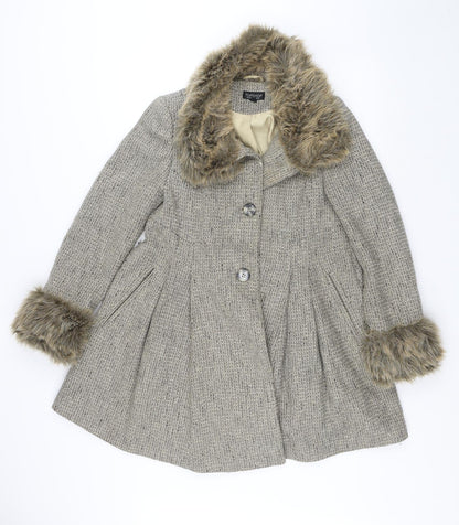 Womens UK Size 10 Topshop Beige Overcoat