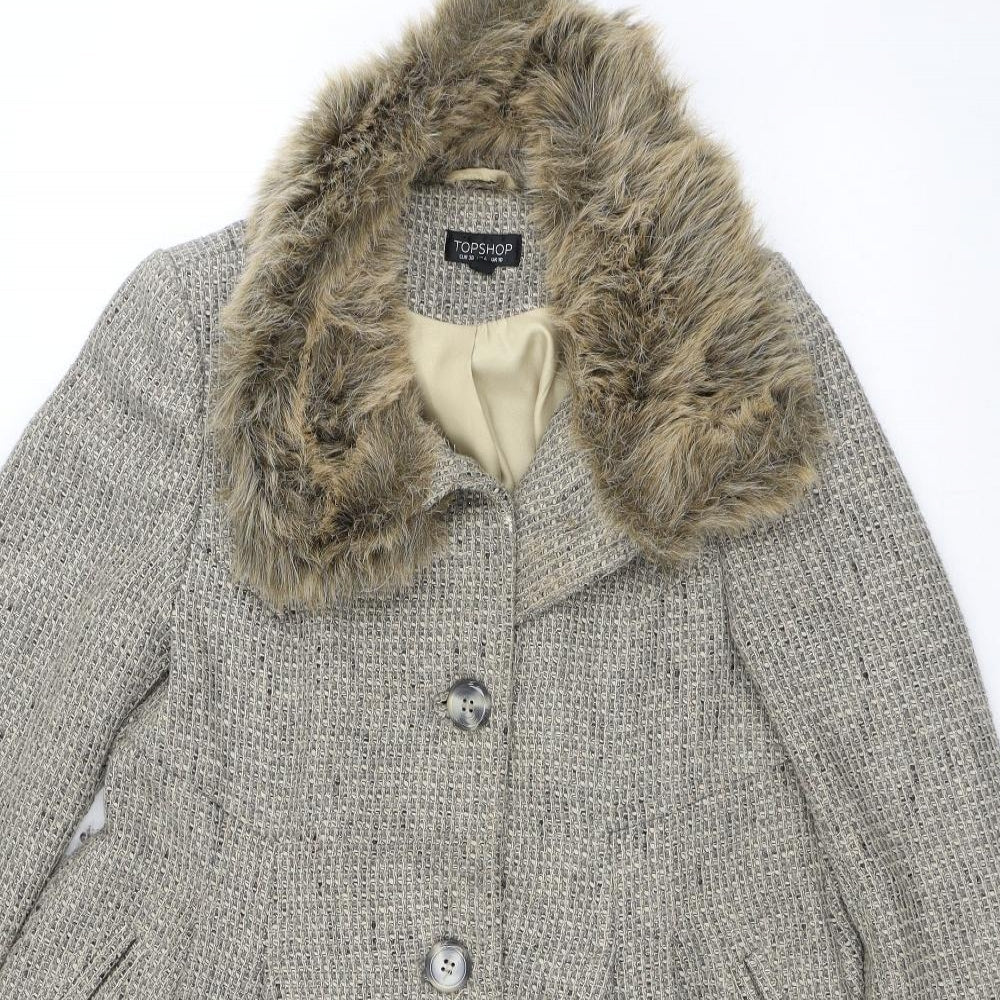 Womens UK Size 10 Topshop Beige Overcoat
