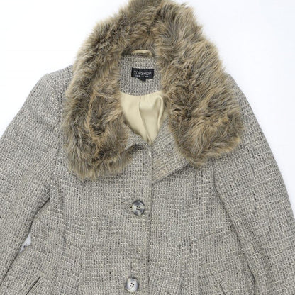 Womens UK Size 10 Topshop Beige Overcoat