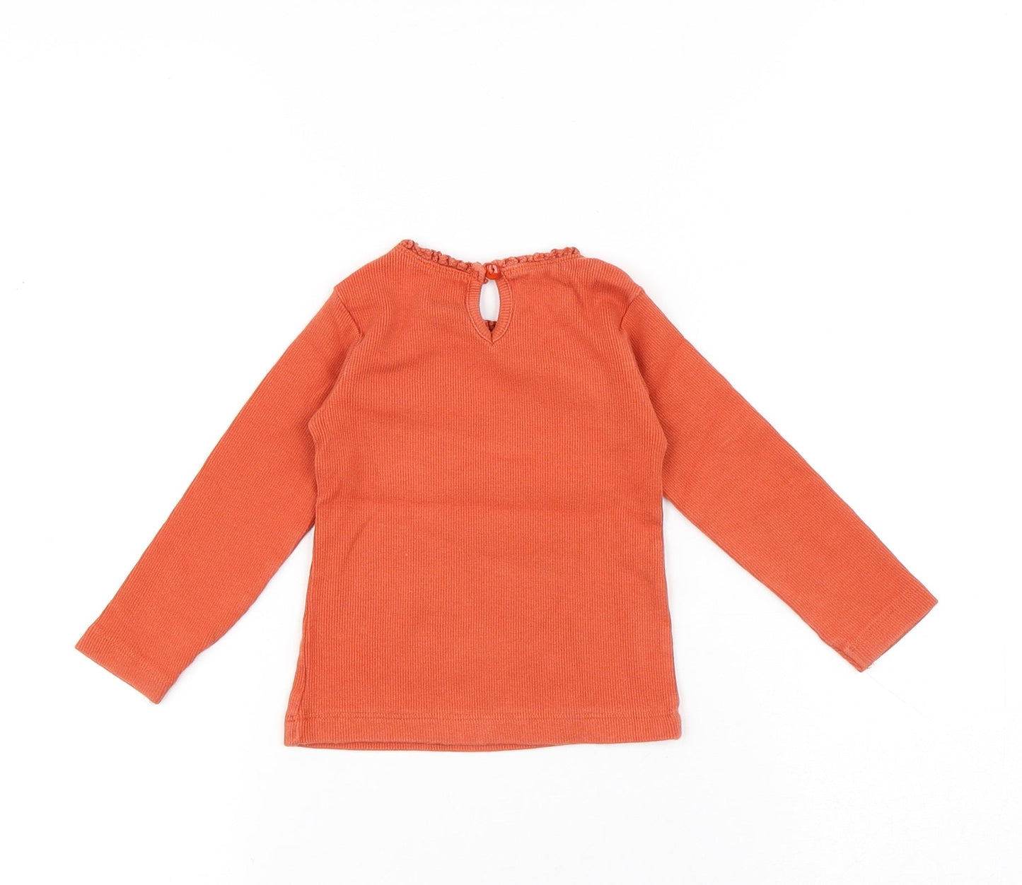 Dunnes Stores Girls Orange Cotton Basic T-Shirt Size 12-18 Months Round Neck Button