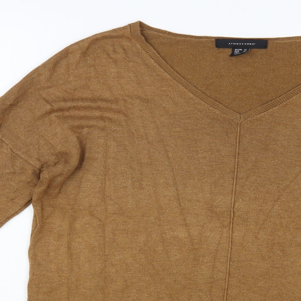 Womens UK Size 14 Atmosphere Brown Pullover Jumper