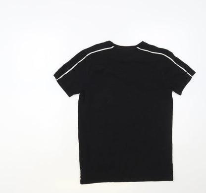 Holyfield Boys Black Cotton Pullover T-Shirt Size 12-13 Years Crew Neck Pullover