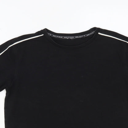 Holyfield Boys Black Cotton Pullover T-Shirt Size 12-13 Years Crew Neck Pullover