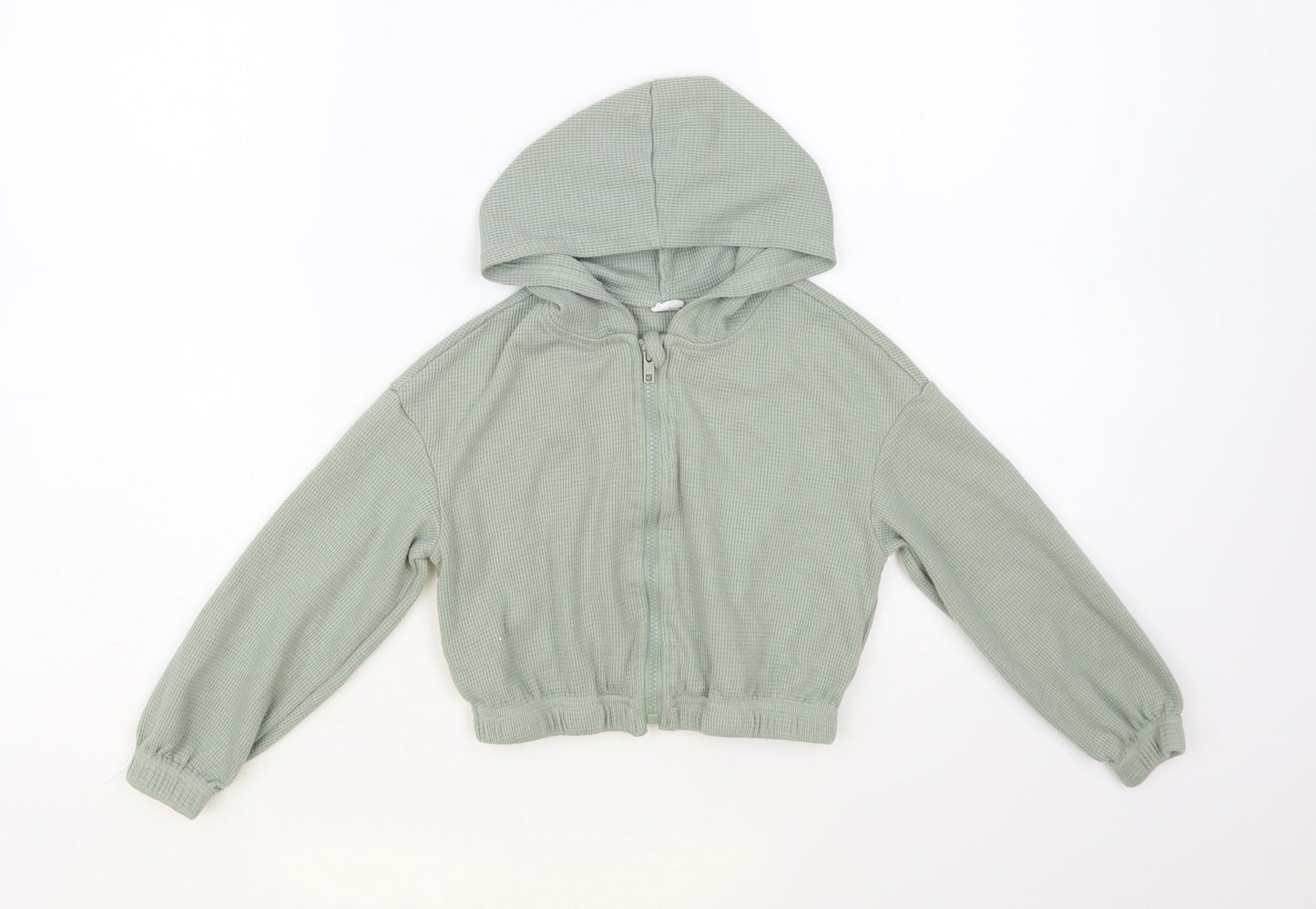 SheIn Girls Green Cotton Full Zip Hoodie Size 8 Years Zip