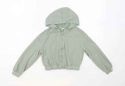 SheIn Girls Green Cotton Full Zip Hoodie Size 8 Years Zip