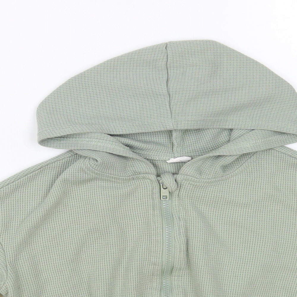 SheIn Girls Green Cotton Full Zip Hoodie Size 8 Years Zip