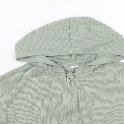 SheIn Girls Green Cotton Full Zip Hoodie Size 8 Years Zip