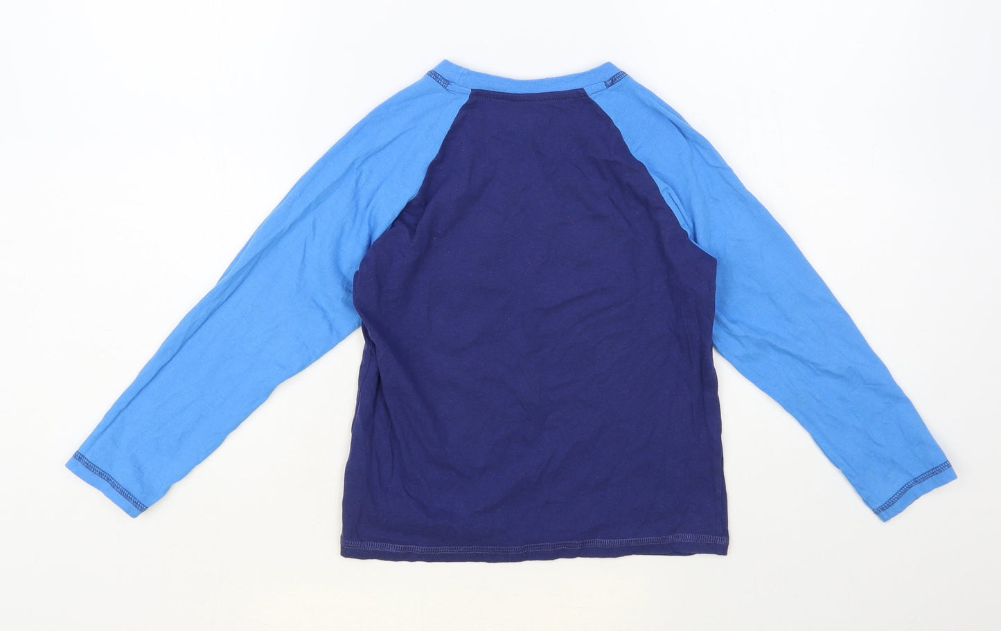 Studio Boys Blue Colourblock Cotton Pullover T-Shirt Size 7-8 Years Crew Neck Pullover - Dinosaur
