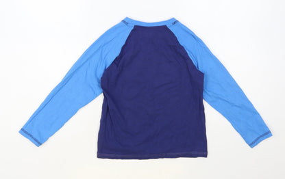 Studio Boys Blue Colourblock Cotton Pullover T-Shirt Size 7-8 Years Crew Neck Pullover - Dinosaur