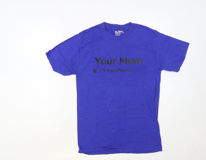 Womens UK Size S Hanes Blue Basic T-Shirt