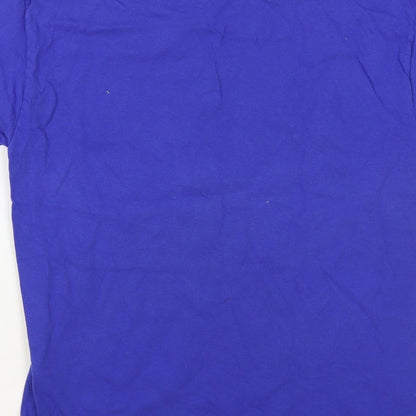 Womens UK Size S Hanes Blue Basic T-Shirt