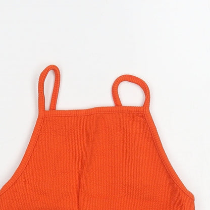 Womens UK Size 8 New Look Orange Cropped Tank