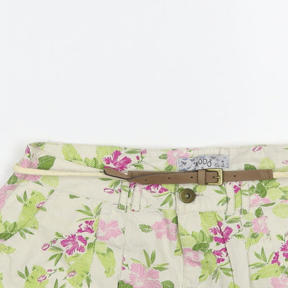 MODO Womens Ivory Floral Cotton Hot Pants Shorts Size 8 L3 in Regular Button