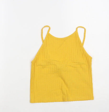 Womens UK Size 8 New Look Yellow Cropped Tank